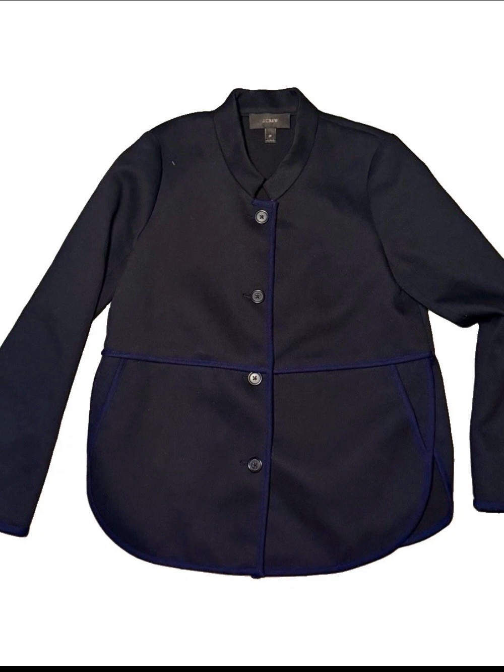J. Crew Navy Bomber Jacket with Contrast Blue Piping